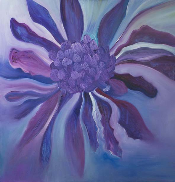 flower oil painting bugs purple